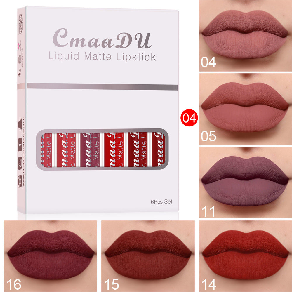 Lipstick Long Lasting Lip Gloss 6 Boxes Of Matte Non-stick Cup Waterproof Lipstick