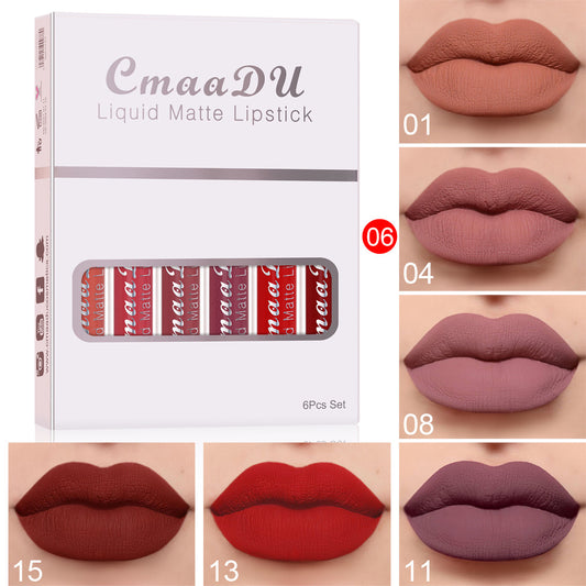 Lipstick Long Lasting Lip Gloss 6 Boxes Of Matte Non-stick Cup Waterproof Lipstick